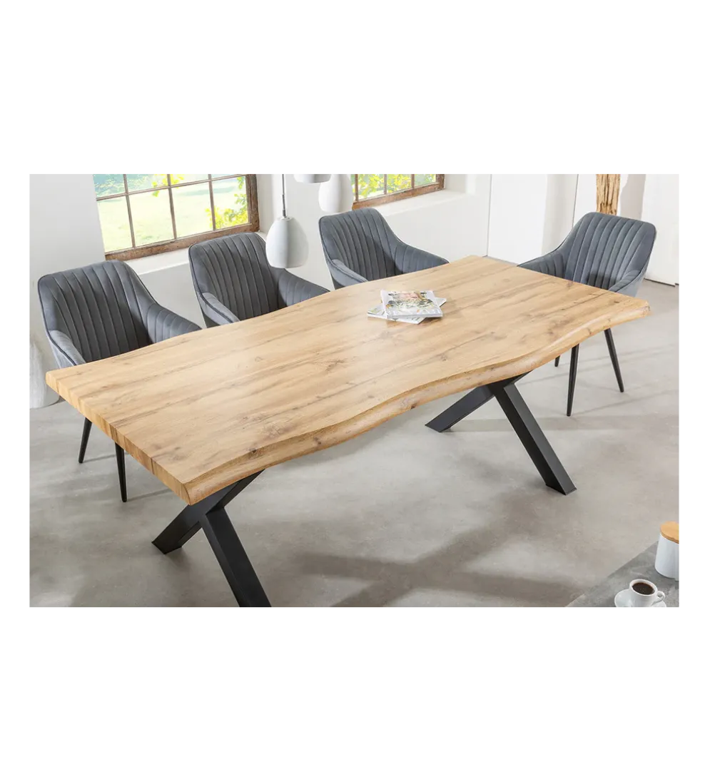 Stół WILD 160 cm nogi X wygląd naturalnego dębu