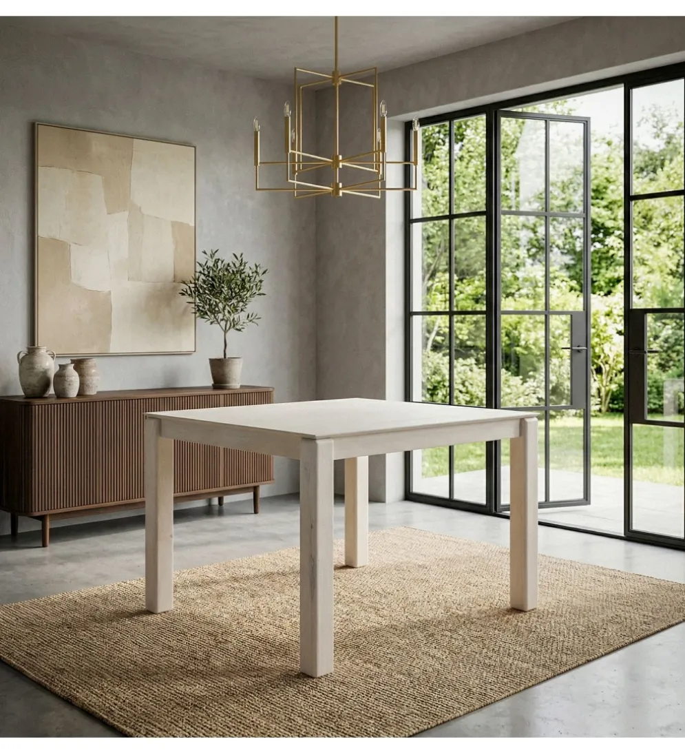 Stół WOHNLING 80 cm drewno mango białe wykończenie