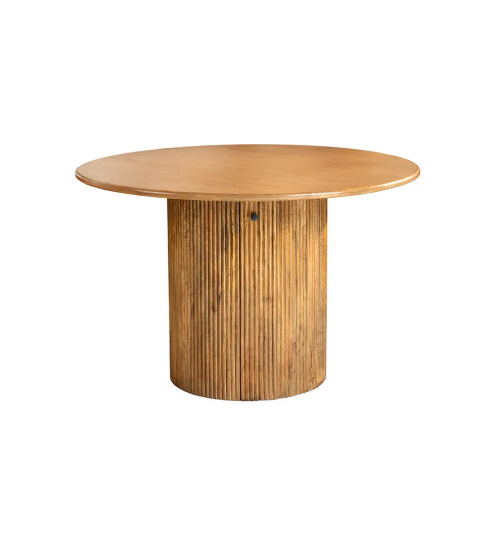 Stół z szafką TRES CHIC 120 cm drewno mango brązowy
