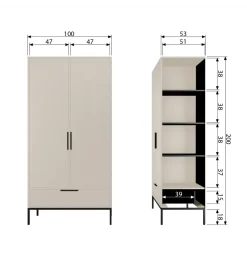 Szafa ADAM 200 cm drewno sosny dust