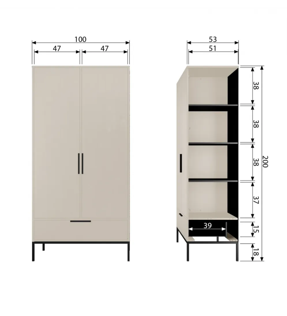 Szafa ADAM 200 cm drewno sosny dust