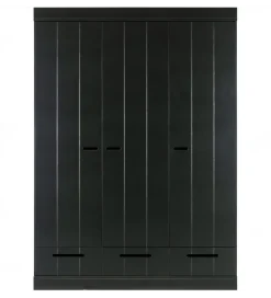 Szafa DRAWER 195 x 140 cm drewno sosna czarna
