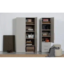 Szafa dwudrzwiowa RENS 110 cm dekor orzechowy szara