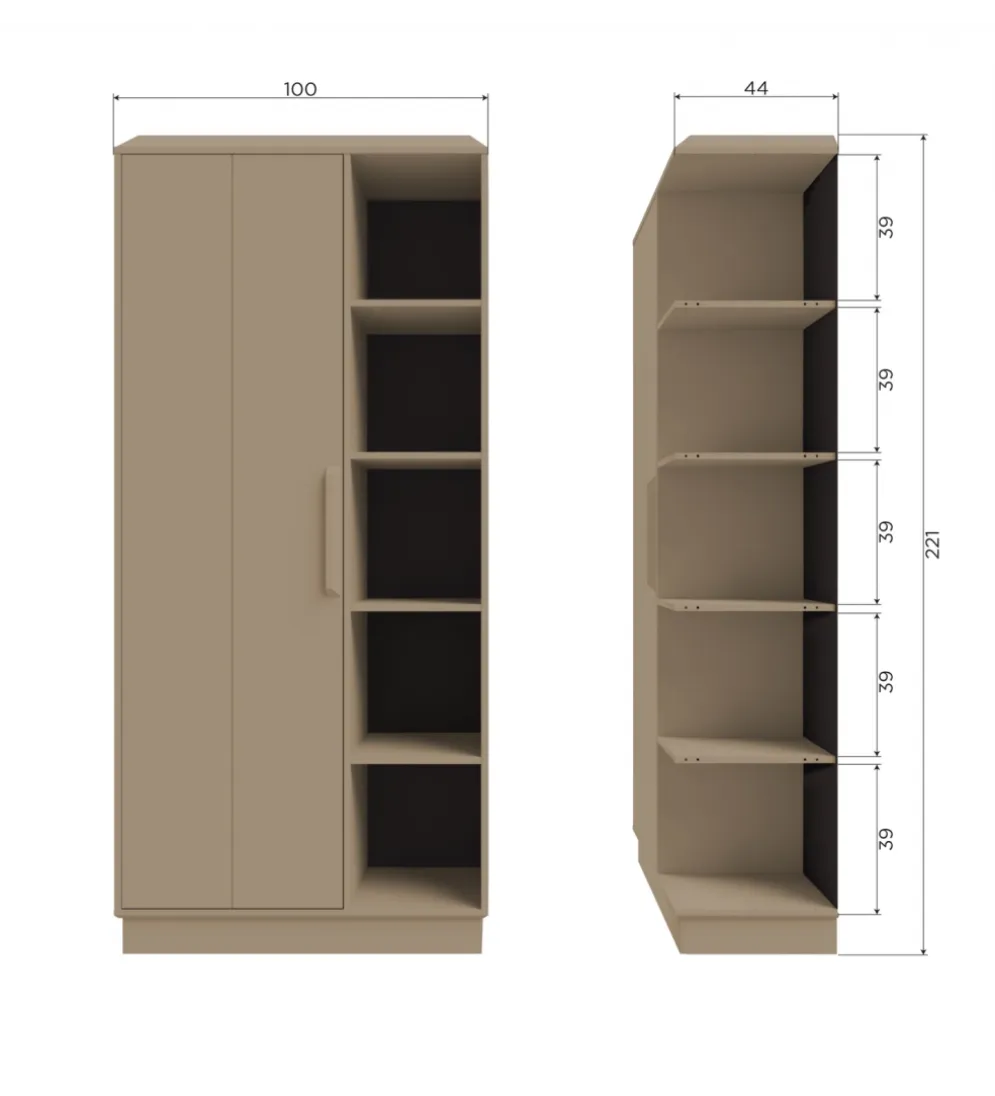 Szafa LOWEN 221 cm drewno sosny piaskowa