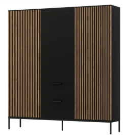 Szafa MEORATI 200 cm czarny mat/dąb artisan