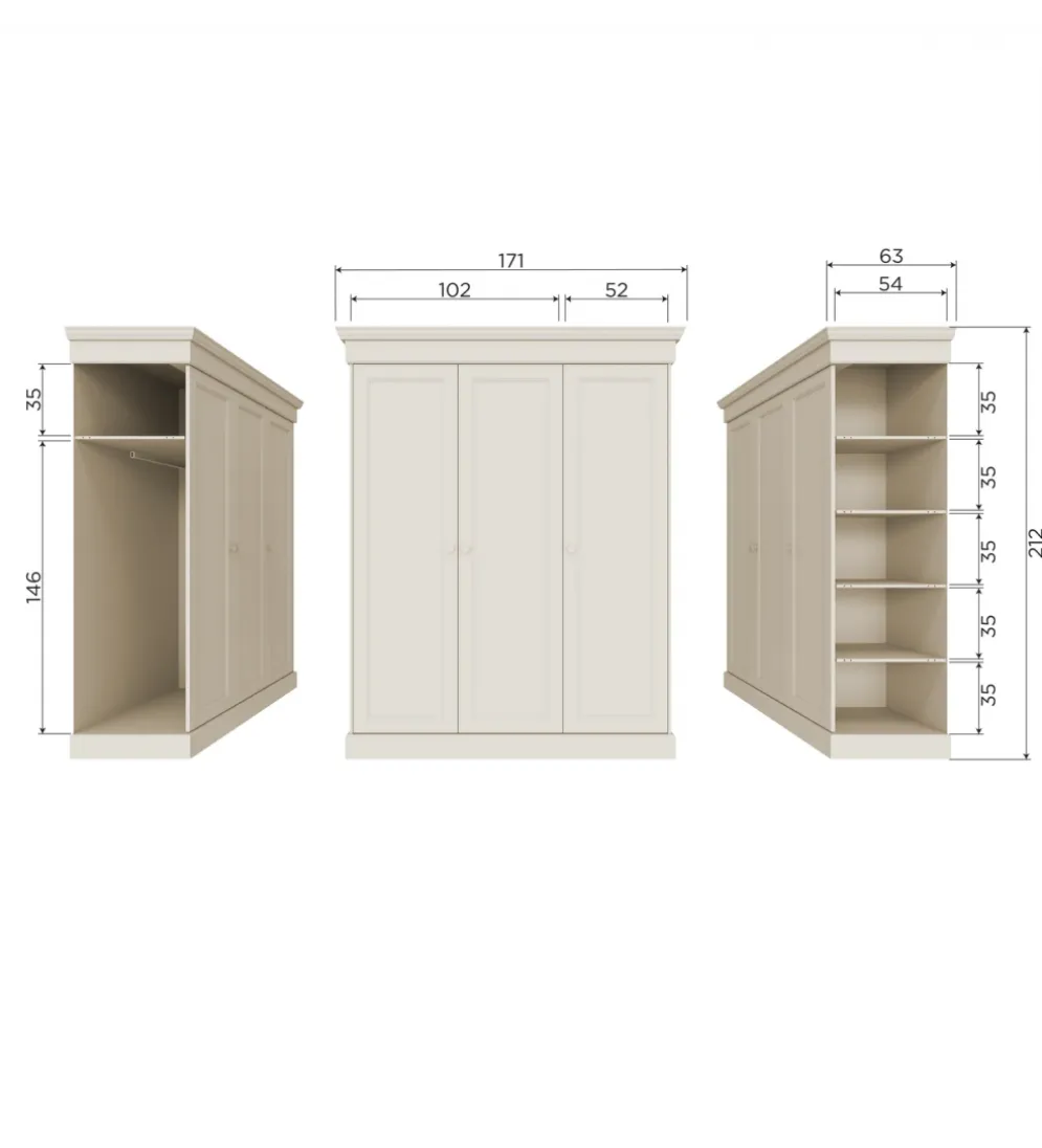 Szafa OLIVIA 212 cm drewno sosna szara