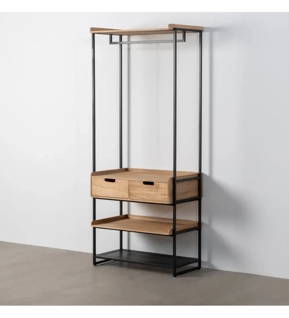 Szafa otwarta INDUSTRIAL 80 cm naturalna czarna
