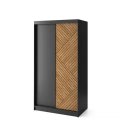 Szafa przesuwna Marrphy II 120 cm czarny/dąb caramel
