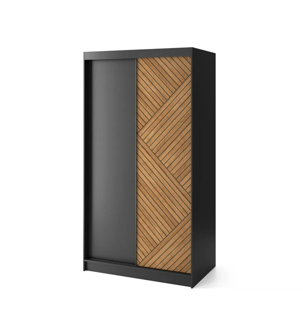 Szafa przesuwna Marrphy II 120 cm czarny/dąb caramel