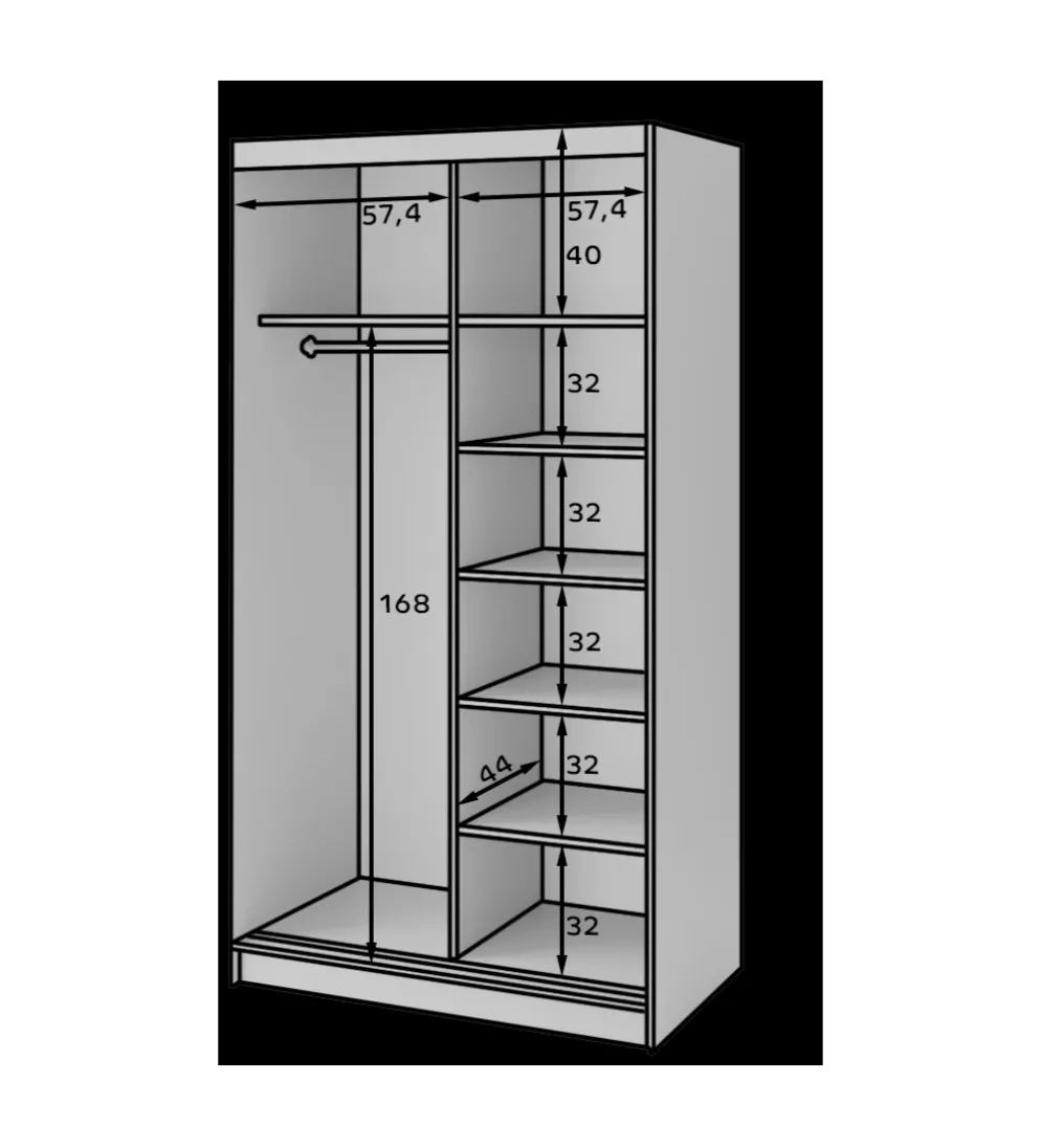 Szafa przesuwna PRESCCO II 120 cm czarny
