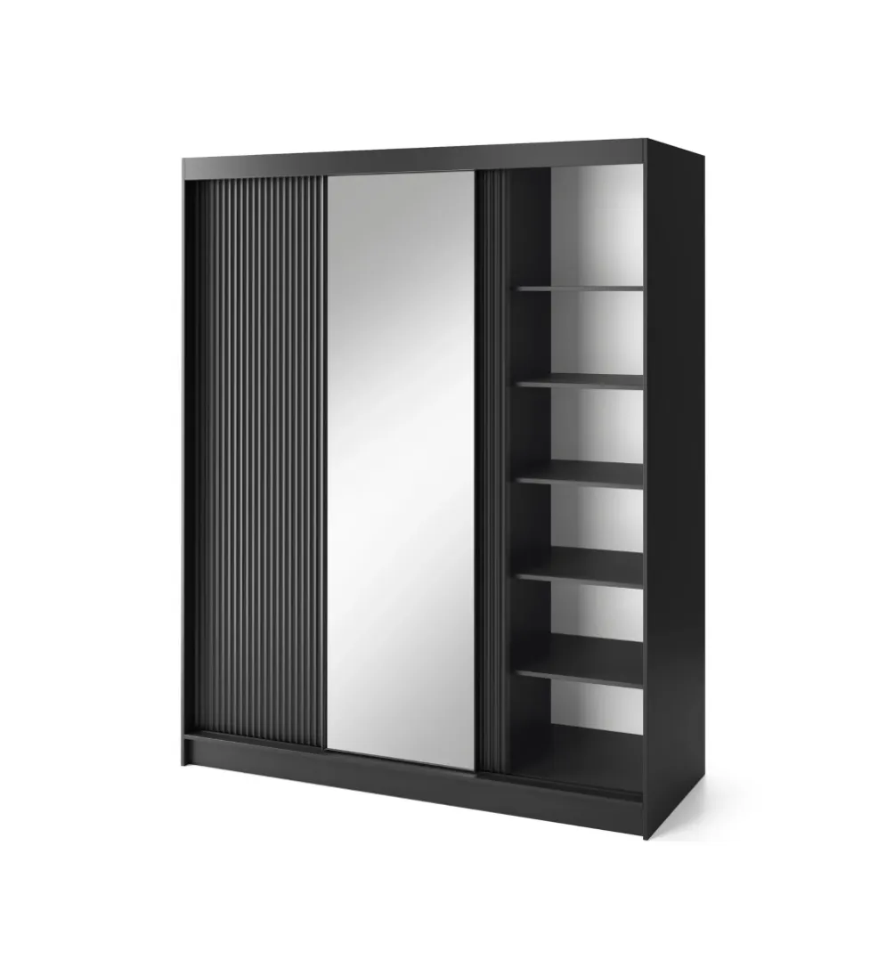 Szafa przesuwna PRESCCO III z lustrem 180 cm czarny
