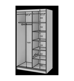 Szafa przesuwna PRESCCO II z lustrem 120 cm czarny