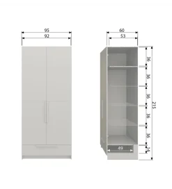 Szafa PURE 215 x 95 cm drewno sosny dust