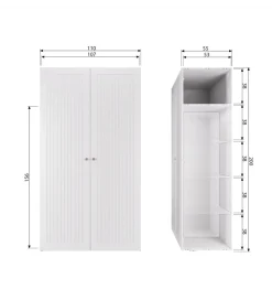 Szafa SIPKE 210 cm drewno sosny biała
