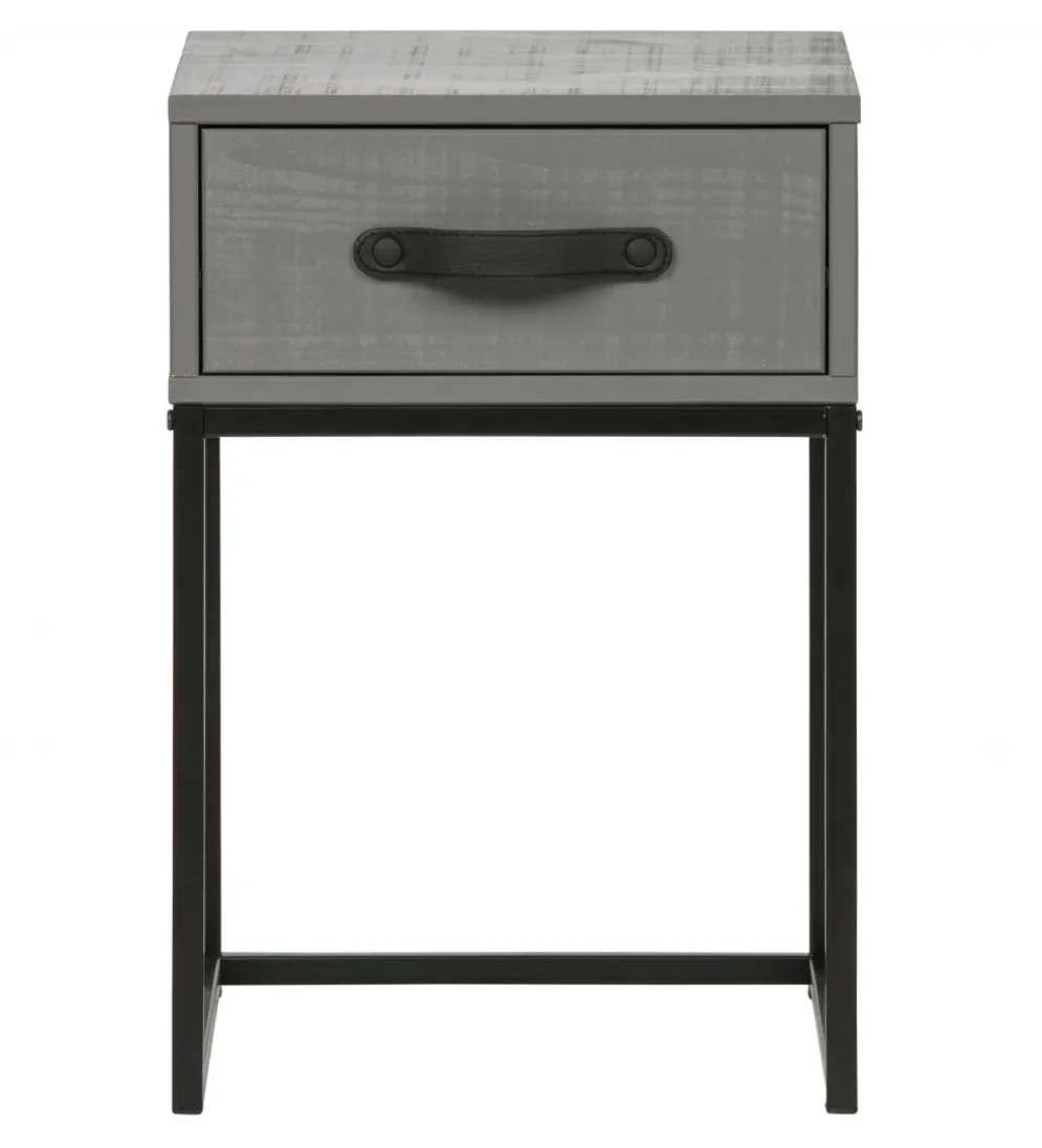 Szafka nocna MORRIS 52 cm drewno sosny szara