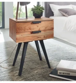 Szafka nocna PRIETO 47 cm drewno akacja