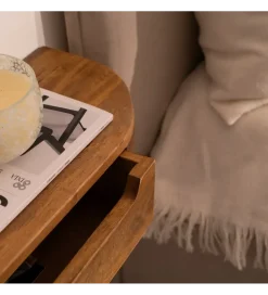 Szafka nocna RUKNO 50 cm drewno mango brązowa