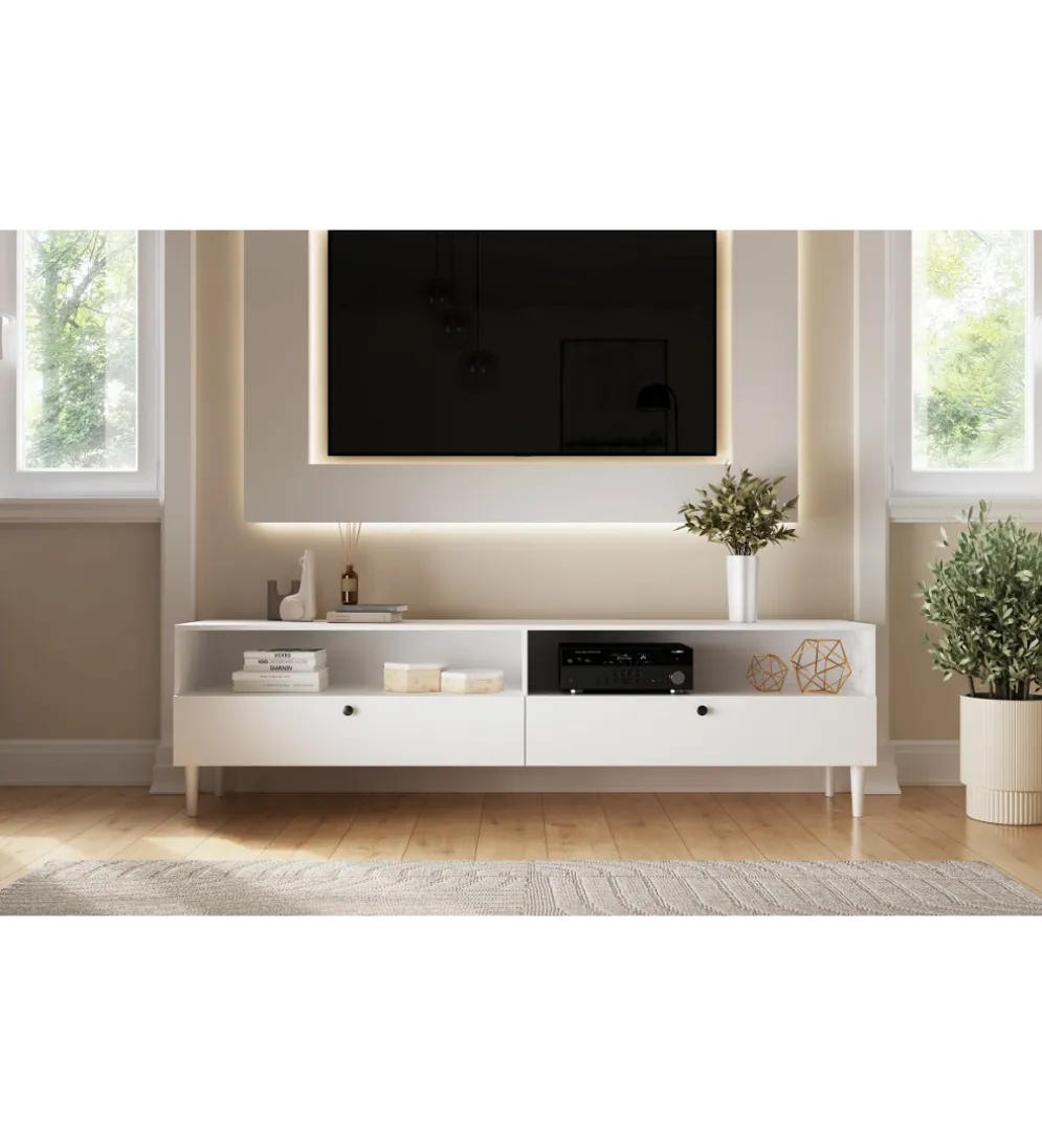 Szafka RTV DULLUM 200 cm biały