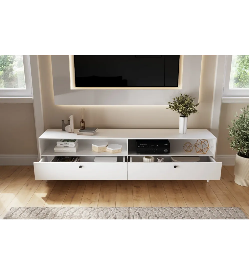 Szafka RTV DULLUM 200 cm biały