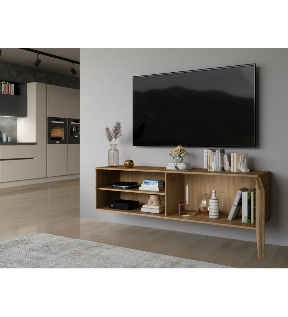 Szafka RTV wisząca ENTSIAN 150 cm w optyce dąb artisan
