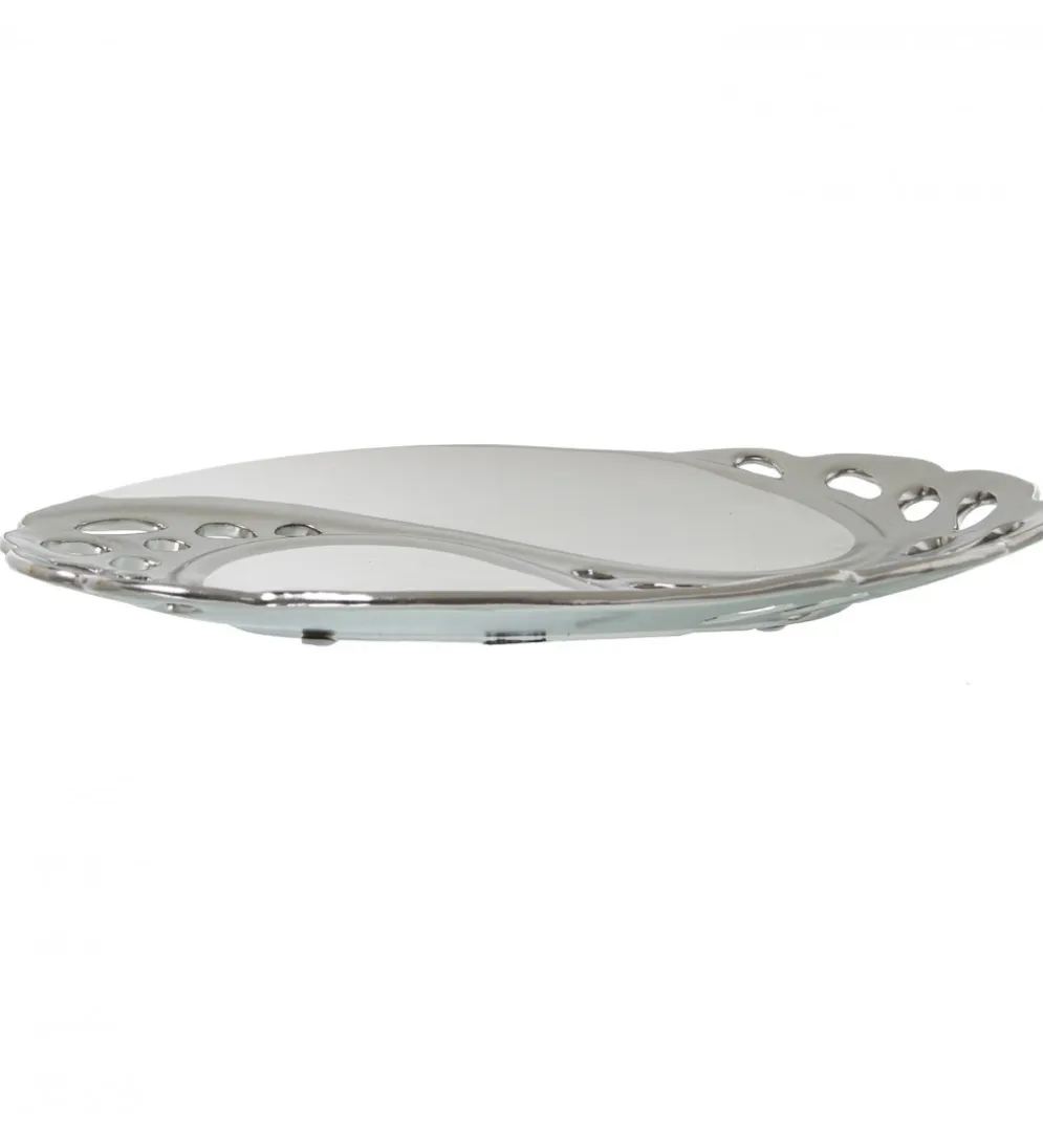 Taca CENTERPLANCE 30 cm srebrnobiała