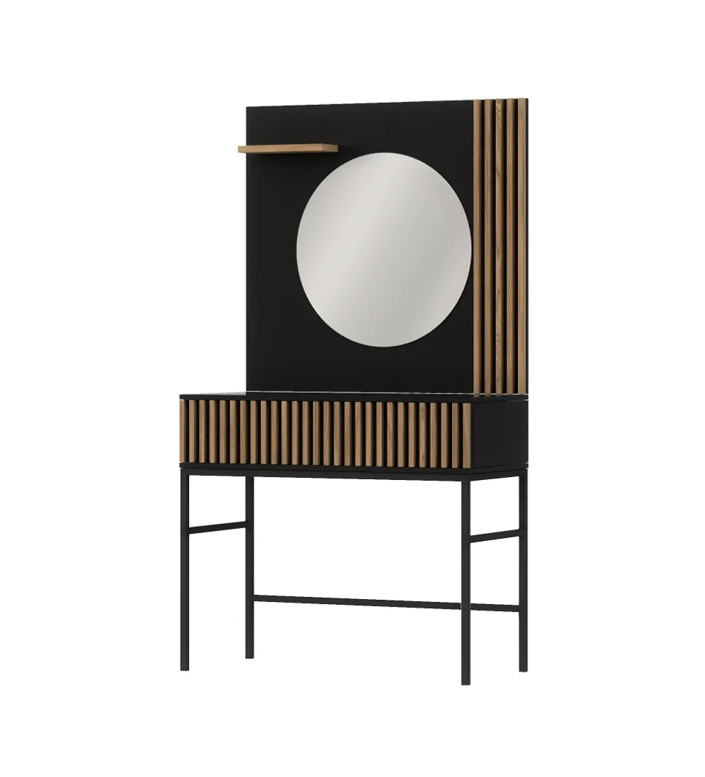Toaletka wisząca MEORATI 85 cm w optyce dąb artisan/czarny