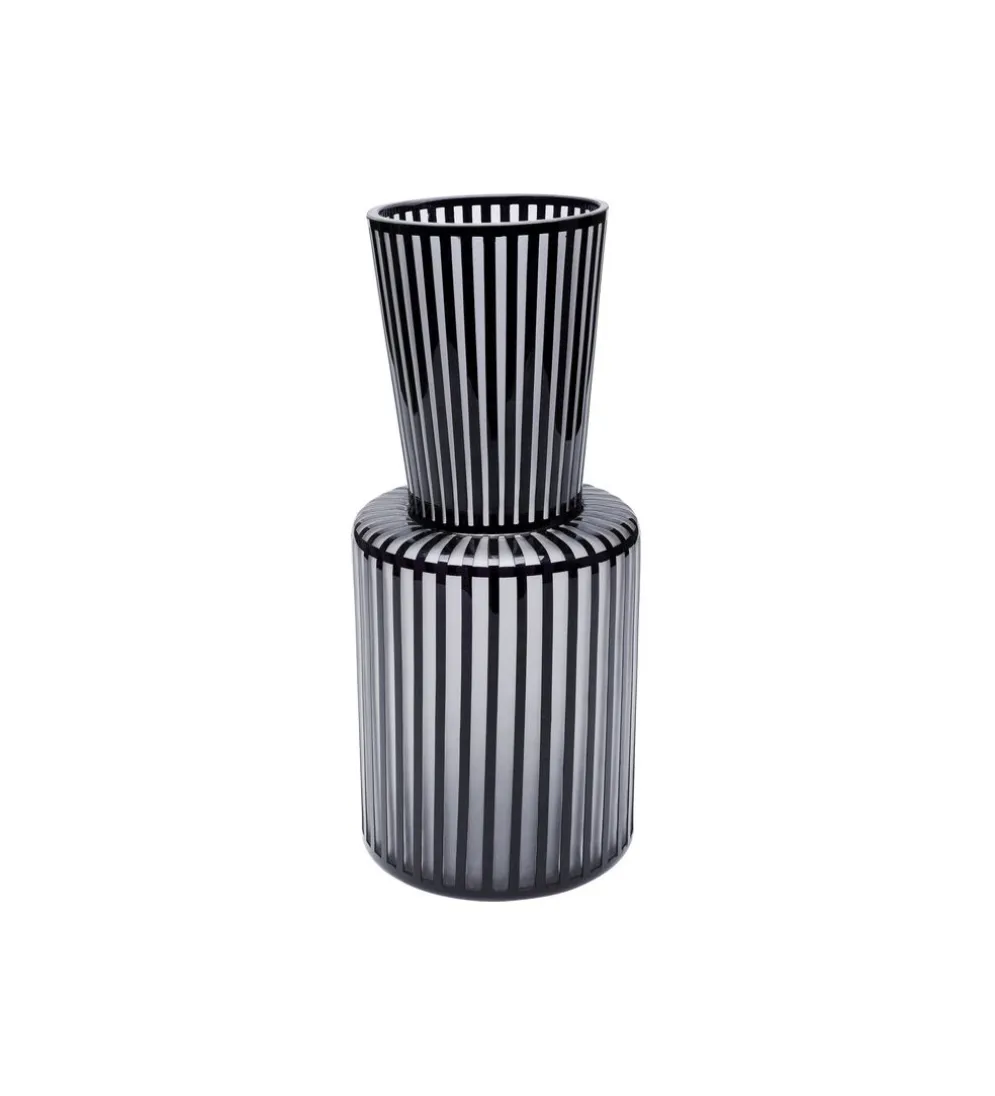 Wazon ROULETTE 41 cm czarno biały szklany