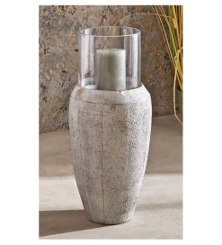 Świecznik FAROL 62 cm biały efekt naturalnego kamienia
