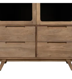 Witryna BURNIE 107 cm ze szklanymi drzwiami z drewno mango