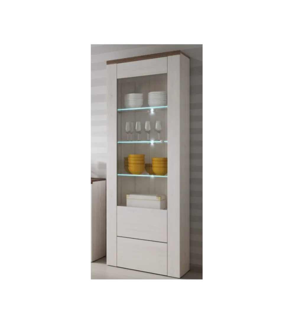Witryna LARONA 65 cm o wybarwieniu Sonoma Trufel z kolorem Sibiu Larche
