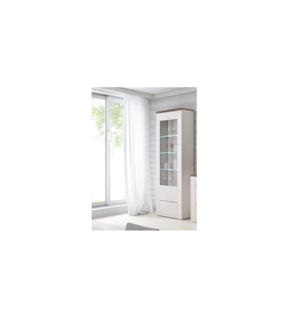 Witryna LARONA 65 cm o wybarwieniu Sonoma Trufel z kolorem Sibiu Larche