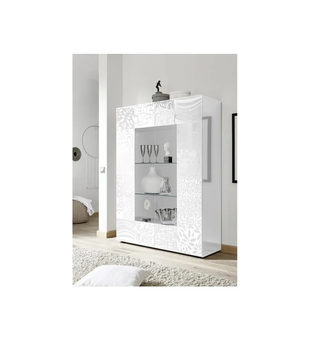 Witryna szklana MIRO 120 cm biała