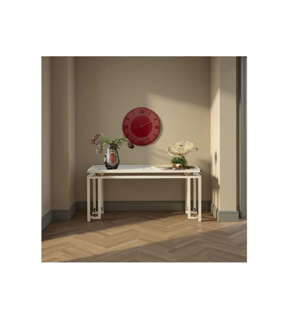 Zegar LEONARDO 49 cm czerwony złoty