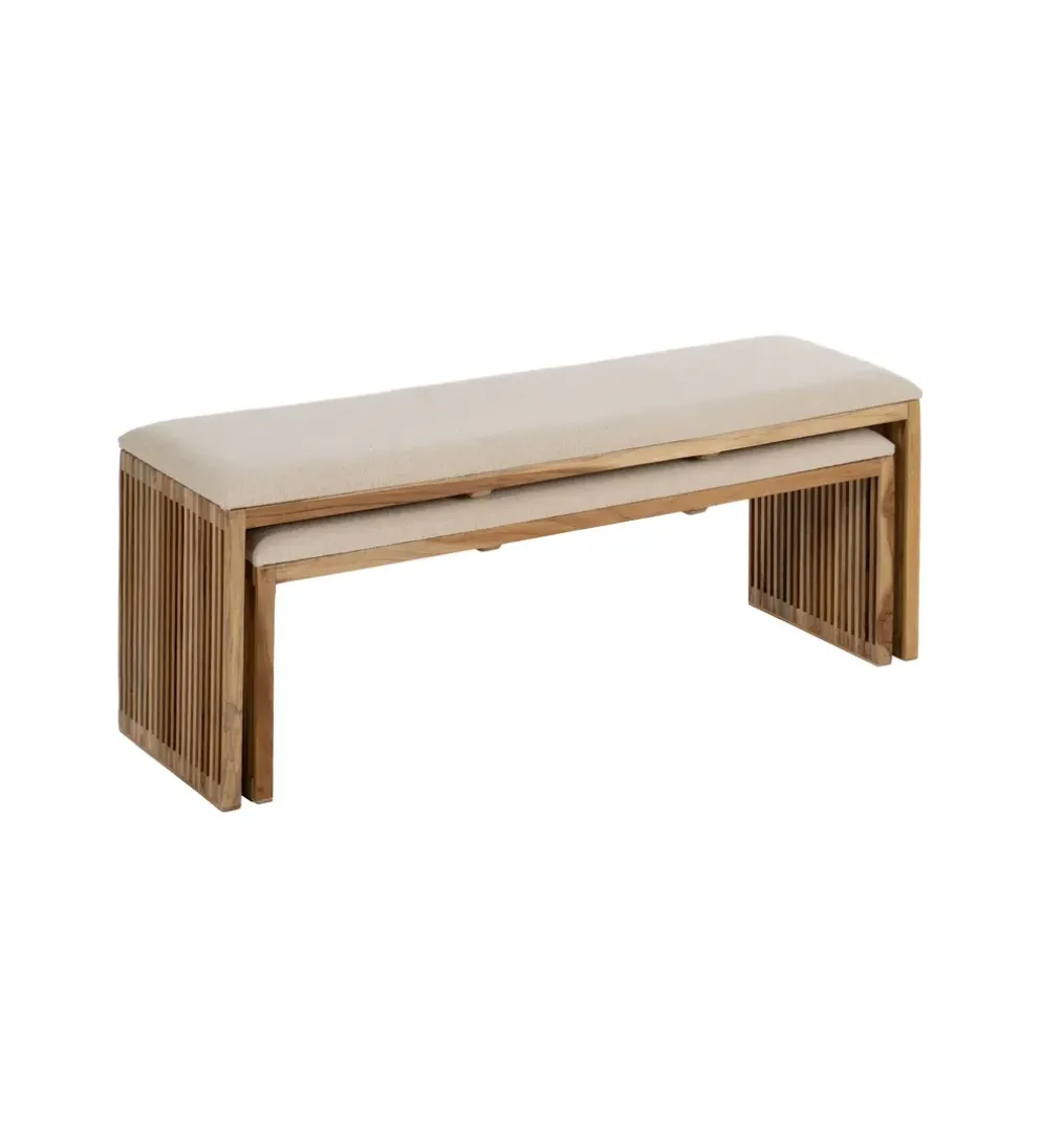 Zestaw 2 ławek BELLAMONTE 115 cm 106 cm drewno teak