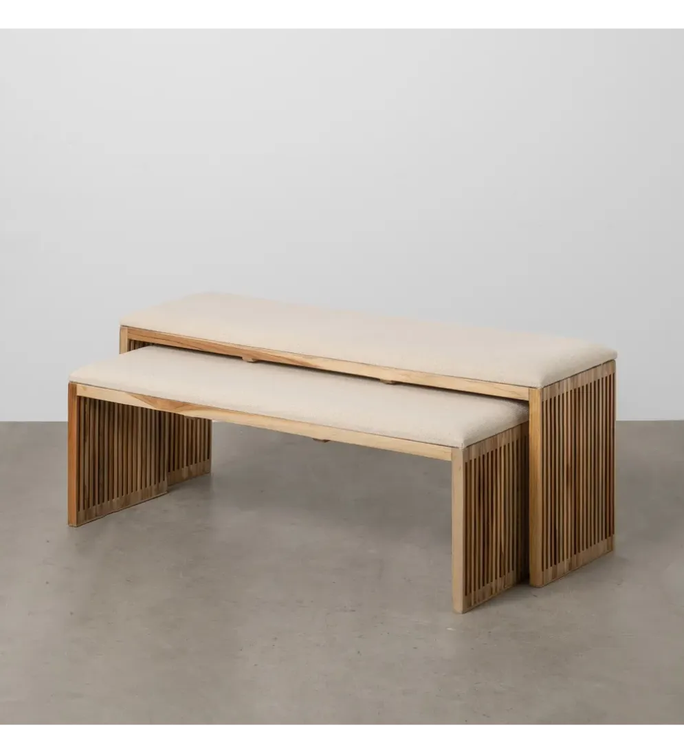 Zestaw 2 ławek BELLAMONTE 115 cm 106 cm drewno teak