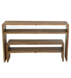 Zestaw 2 konsol SHELIS 130 cm 118 cm drewno teak