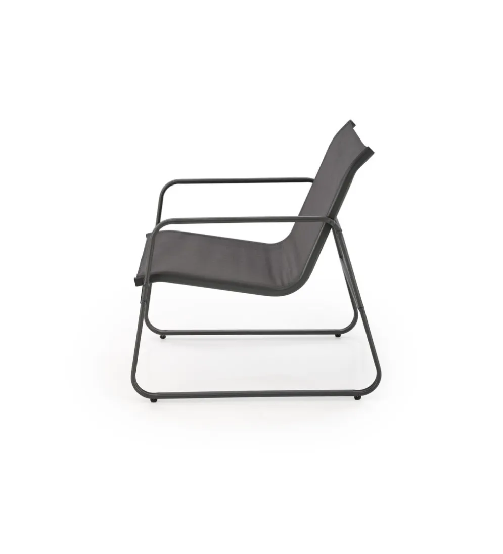 Zestaw ogrodowy CONOR sofa 114 cm dwa fotele 76 cm stolik 75 cm czarno szary
