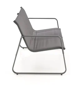 Zestaw ogrodowy CONOR sofa 114 cm dwa fotele 76 cm stolik 75 cm czarno szary
