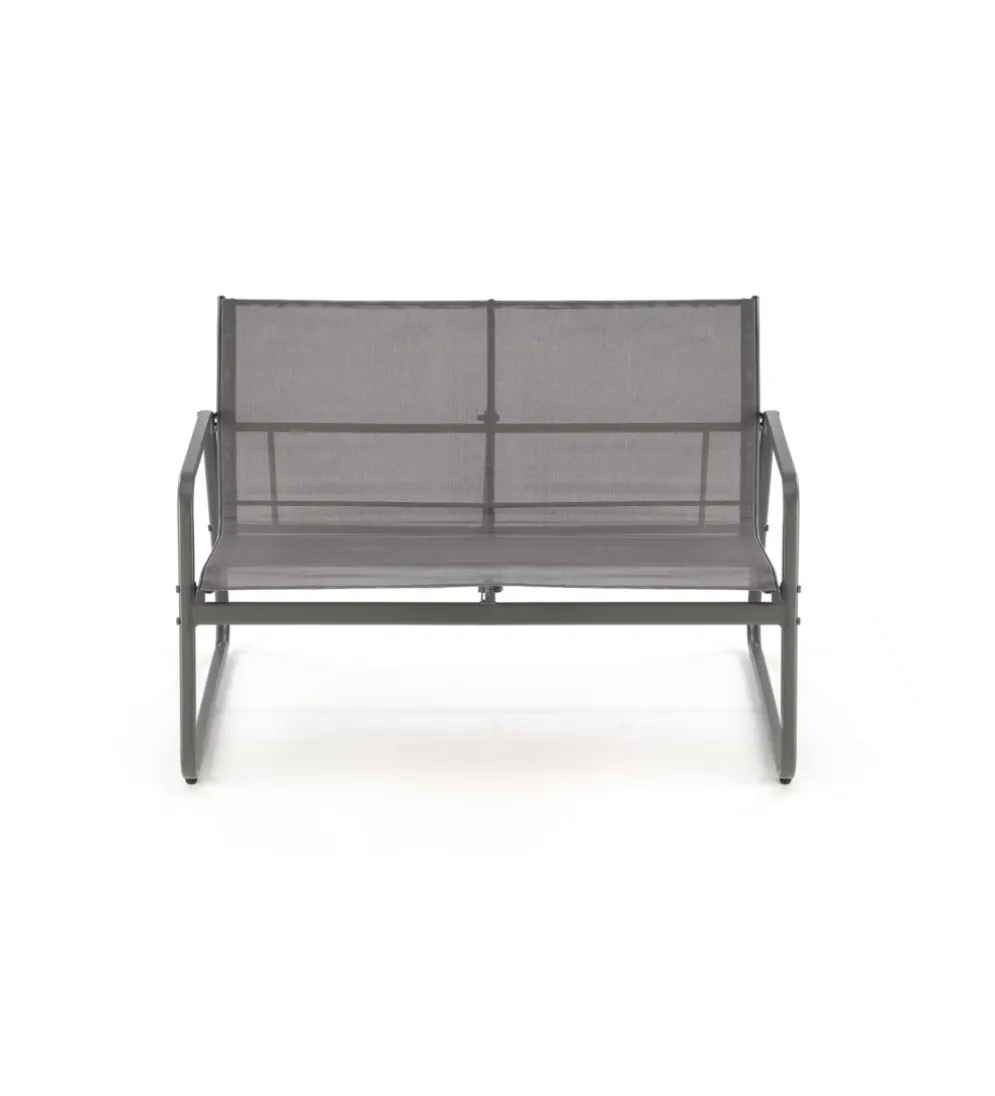 Zestaw ogrodowy CONOR sofa 114 cm dwa fotele 76 cm stolik 75 cm czarno szary
