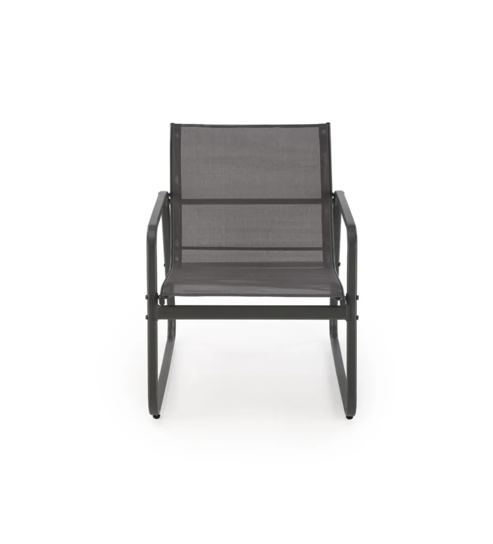 Zestaw ogrodowy CONOR sofa 114 cm dwa fotele 76 cm stolik 75 cm czarno szary