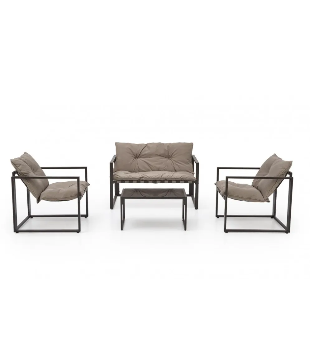 Zestaw ogrodowy SHARK brązowy - sofa + 2 x fotel + ława