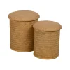 Zestaw 2 puf BROGLA z schowkiem 40 cm 35 cm ratan