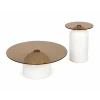 Zestaw 2 stolików ARLINGTON 80 cm 39 cm kremowe szklane