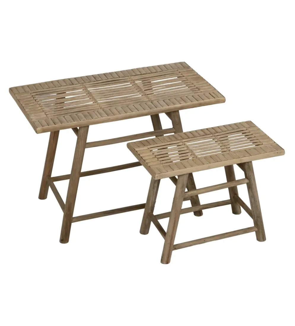 Zestaw stolików BAMBÚ 60 cm 42 cm bambus