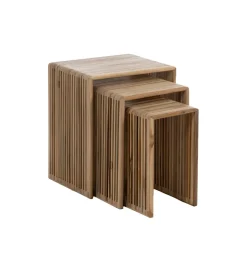 Zestaw 3 stolików kawowych BELLAMONTE 65 cm 55 cm 35 cm naturalnych