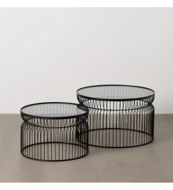 Zestaw 2 stolików kawowych FUKAO 65 cm 53 cm czarne