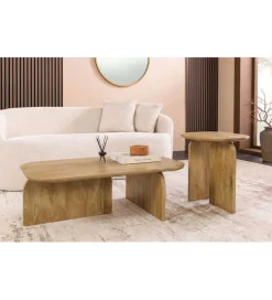 Zestaw 2 stolików kawowych GATSBY 100 cm 45 cm drewno mango