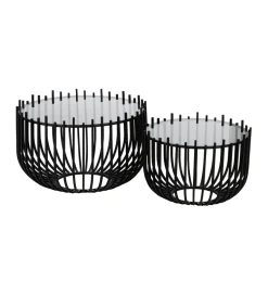 Zestaw 2 stolików kawowych GECMY 68 cm 55 cm czarne