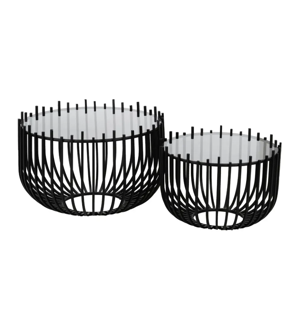 Zestaw 2 stolików kawowych GECMY 68 cm 55 cm czarne