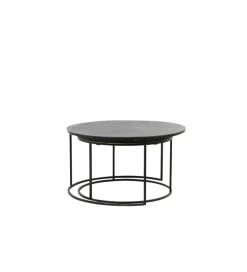 Zestaw 2 stolików kawowych RENGO 61 cm 76 cm antyczny brąz czarny
